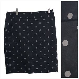 LOFT Black/Gray Polka Dot Straight Pencil Skirt Career Office Work Size 2 New